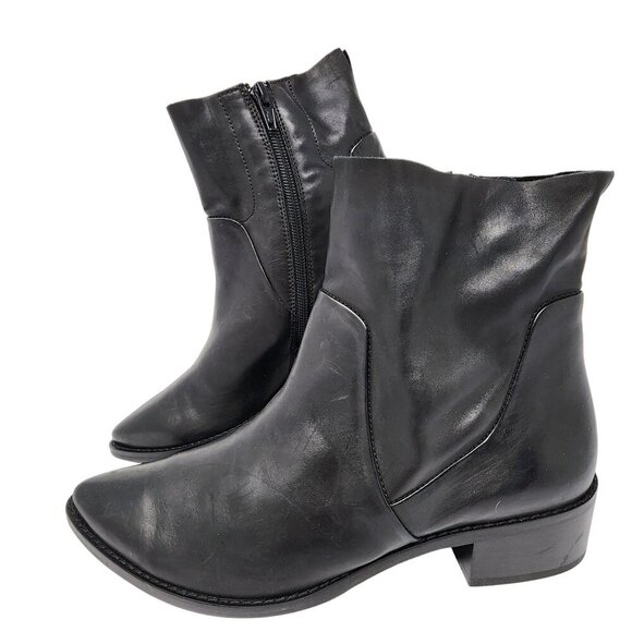 Paul Green Black Leather Ankle Boots With Side Zipper Closure US 8 - Picture 1 of 14
